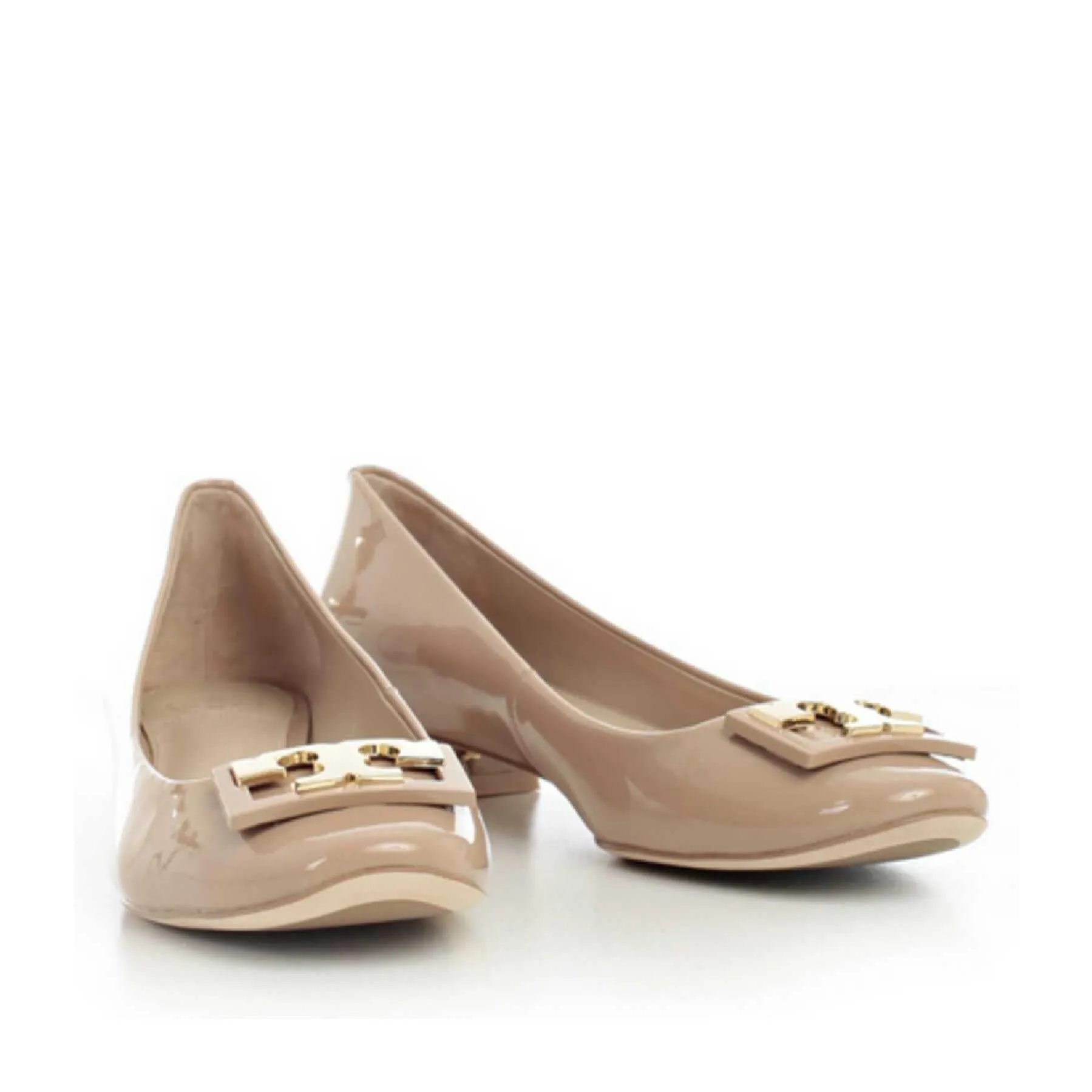 Tory Burch 31435 Gigi Pump Soft Patent Leather Tory Beige (Size 8,5)