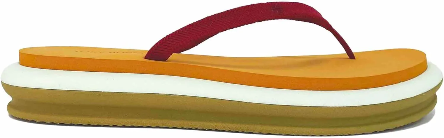 Tory Burch Women's Layered Flip Flop, Tory Red/Orange Citrine/Meadow Mist