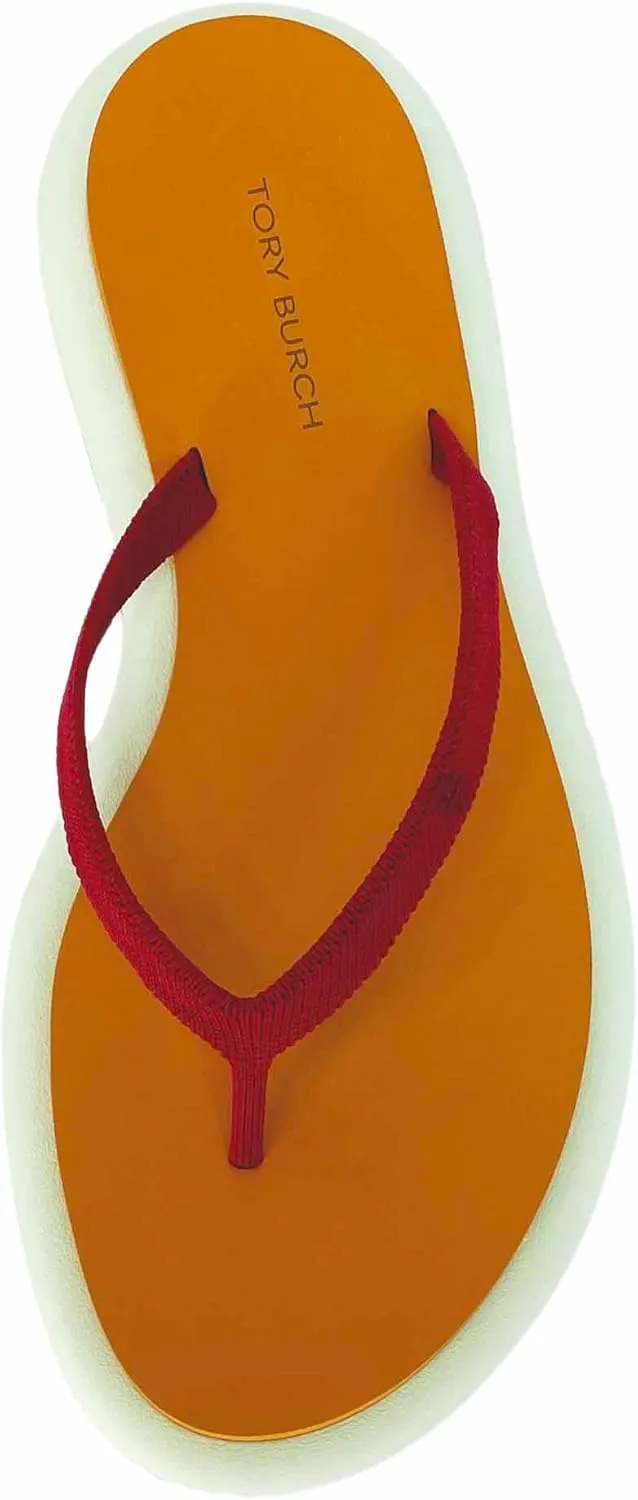 Tory Burch Women's Layered Flip Flop, Tory Red/Orange Citrine/Meadow Mist