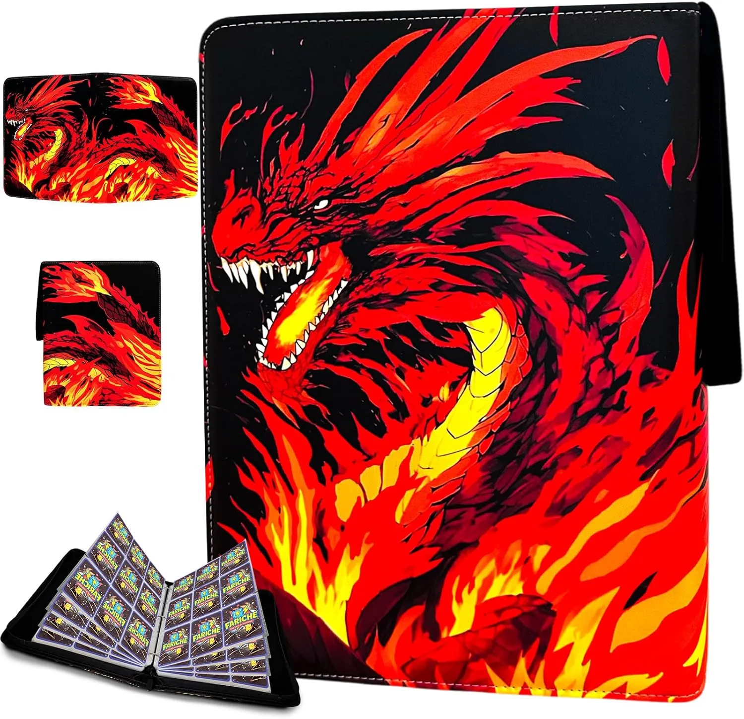 Trading Card Binder for TCG Cards, 9-Pocket Portable Card Collector Ablum Holder Book Fits 720 Cards with 40 Removable Sleeve, Waterproof PKM Card Binder Display Storage Carrying Cases for TCG-Red