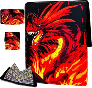 Trading Card Binder for TCG Cards, 9-Pocket Portable Card Collector Ablum Holder Book Fits 720 Cards with 40 Removable Sleeve, Waterproof PKM Card Binder Display Storage Carrying Cases for TCG-Red