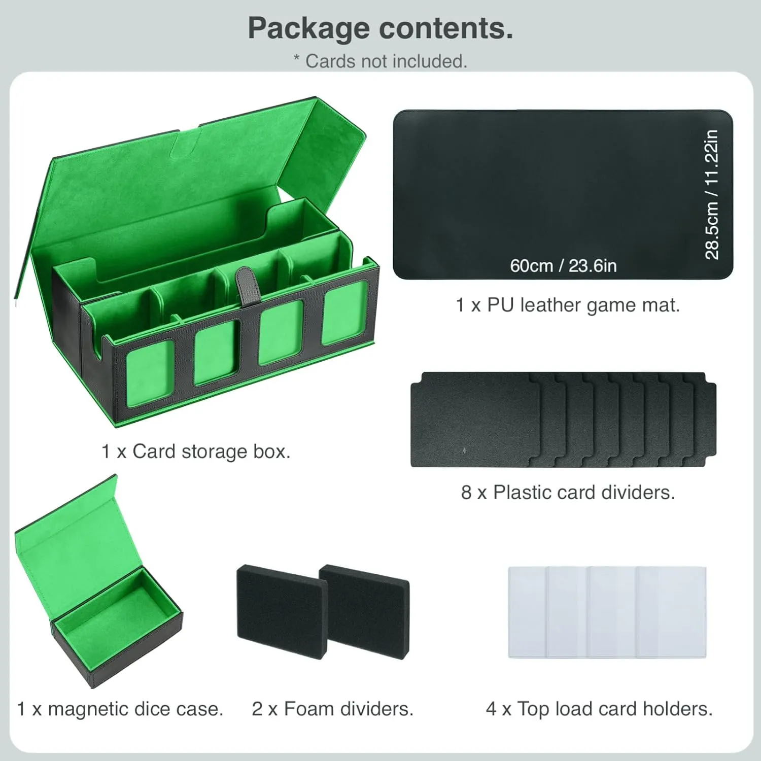 Trading Card Deck Case for 1600 Cards, Storage Box with Display Windows for MTG Commander, Magic Card, PTCG, Sport Card and Other Trading Card Games - GREEN