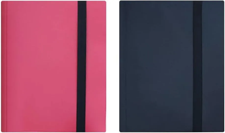 Trading Cards Album Binder, JARAGAR 2 Pack 12 Pockets PU Leather Card Binder Holder 20 Sheets Band Closure Card Storage Case Holds up to 480 Cards Fit for Trading Card Games TCG