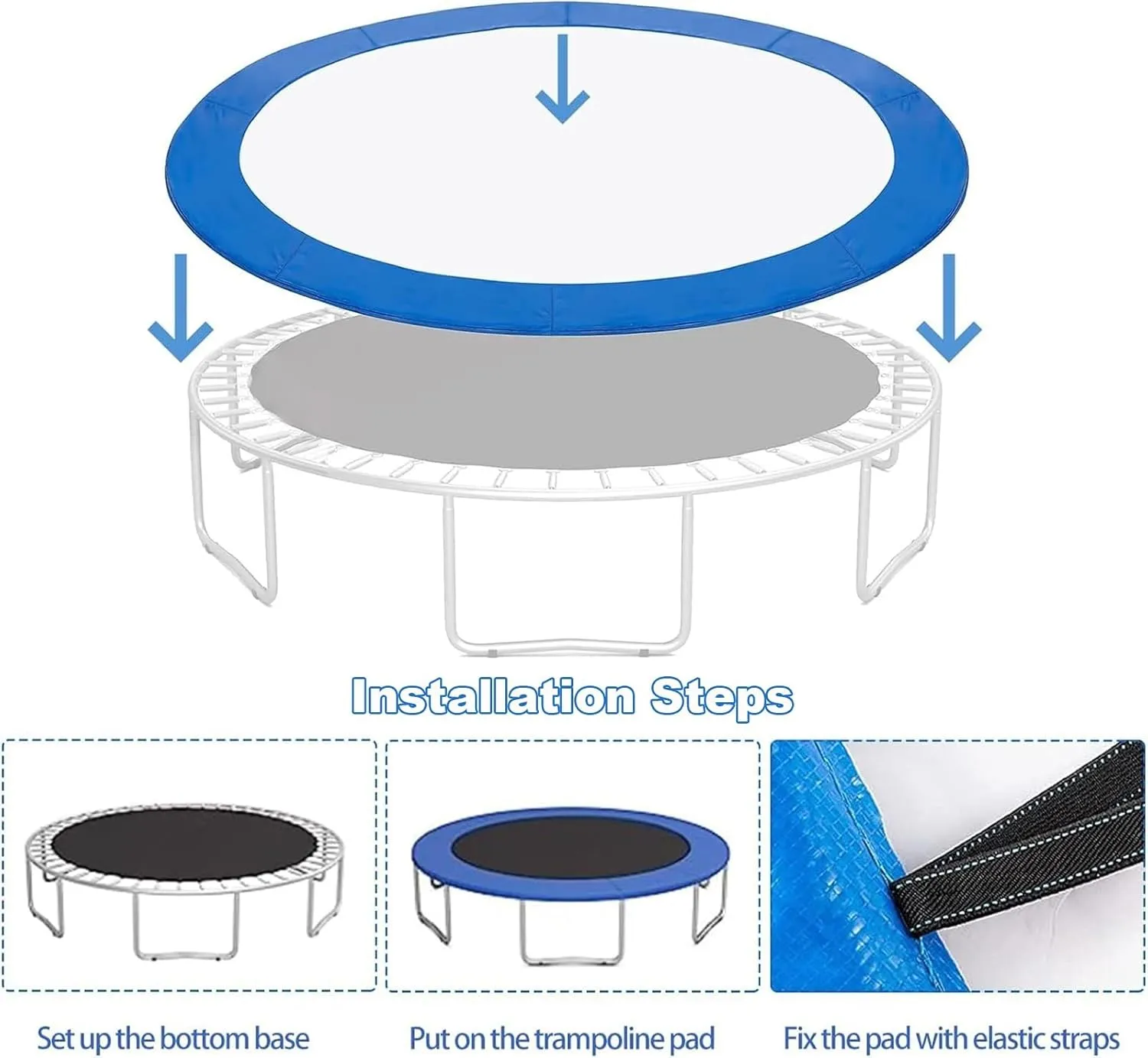 Trampoline Pad,New Universal PVC Trampoline Pad Replacement,Waterproof Trampoline Spring Covers Accessories Tear-Resistant for Home Gym Indoor Fun Outdoor