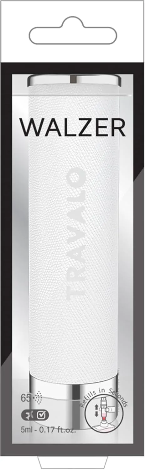 Travalo Walzer Refillable Perfume Atomizer - Pocket-Size, Leak-Proof, Glass-Free Spray Bottle Safe for Air Travel - Mini Perfume Bottle with White Leather Cover