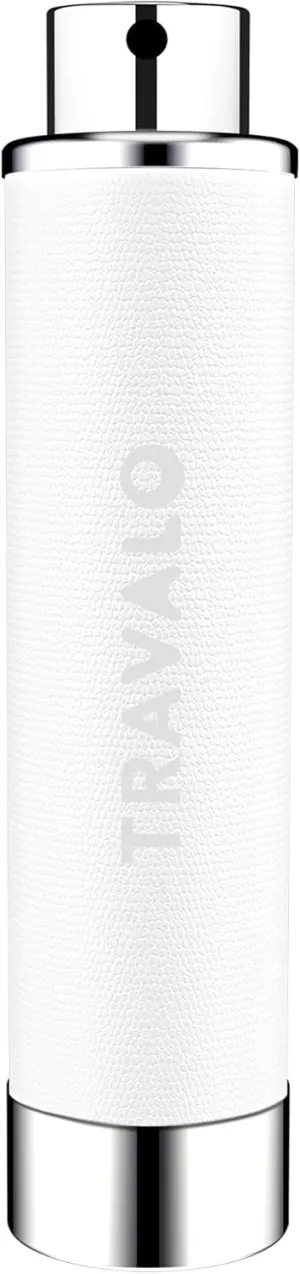 Travalo Walzer Refillable Perfume Atomizer - Pocket-Size, Leak-Proof, Glass-Free Spray Bottle Safe for Air Travel - Mini Perfume Bottle with White Leather Cover