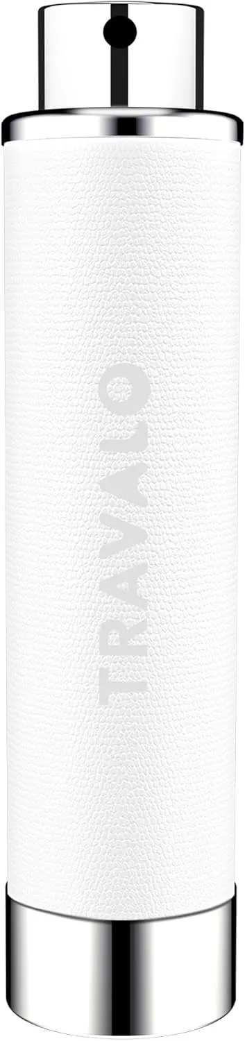 Travalo Walzer Refillable Perfume Atomizer - Pocket-Size, Leak-Proof, Glass-Free Spray Bottle Safe for Air Travel - Mini Perfume Bottle with White Leather Cover