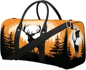 Travel Duffel Bag Deer Sunset Waterproof Sport Gym Bag Foldable Travel Bag Overnight Bag Weekender Bag Handbag Sports Duffle Bags for Women Men Boys Girls