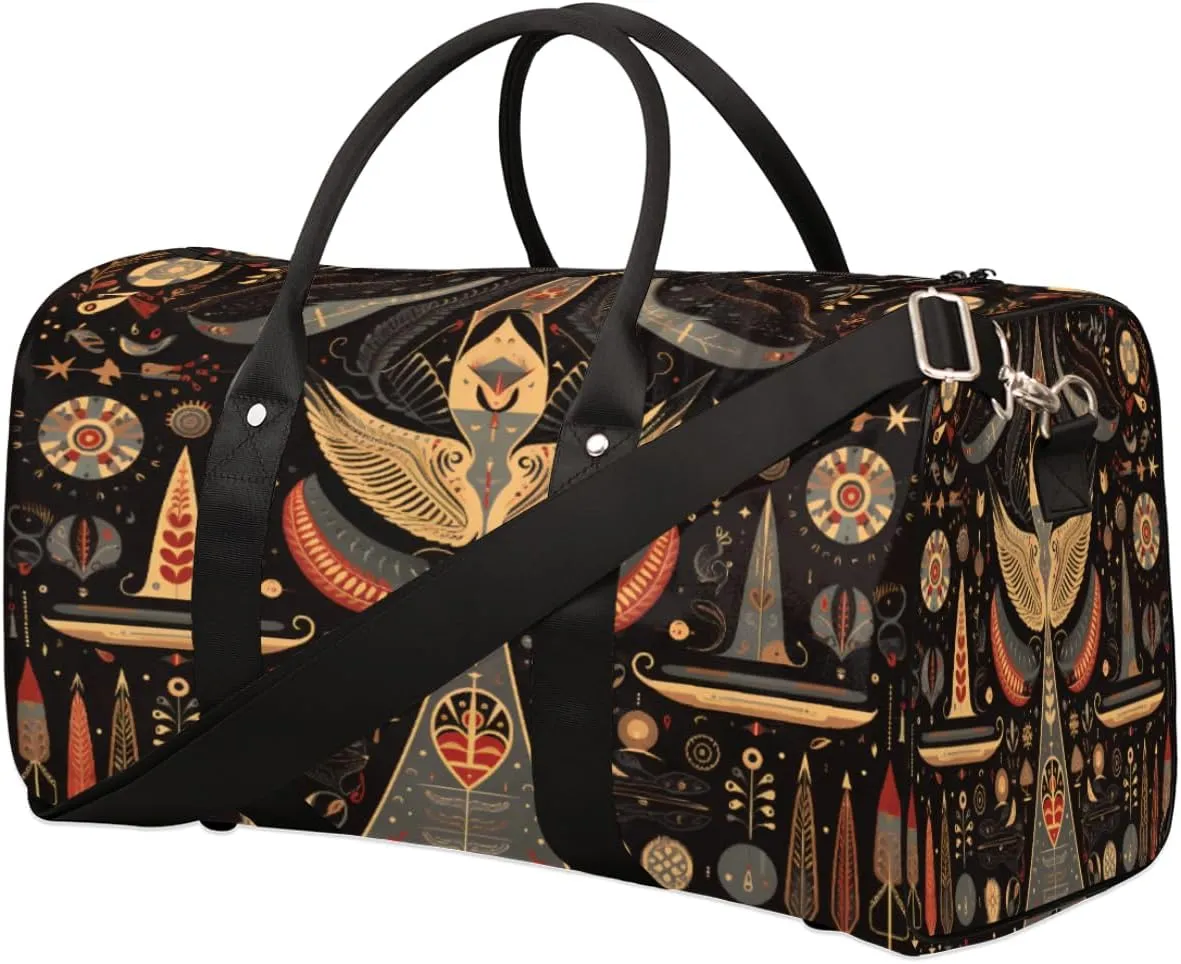Travel Duffel Bag Folklore Egypt Flame Waterproof Sport Gym Bag Foldable Travel Bag Overnight Bag Weekender Bag Handbag Sports Duffle Bags for Women Men Boys Girls