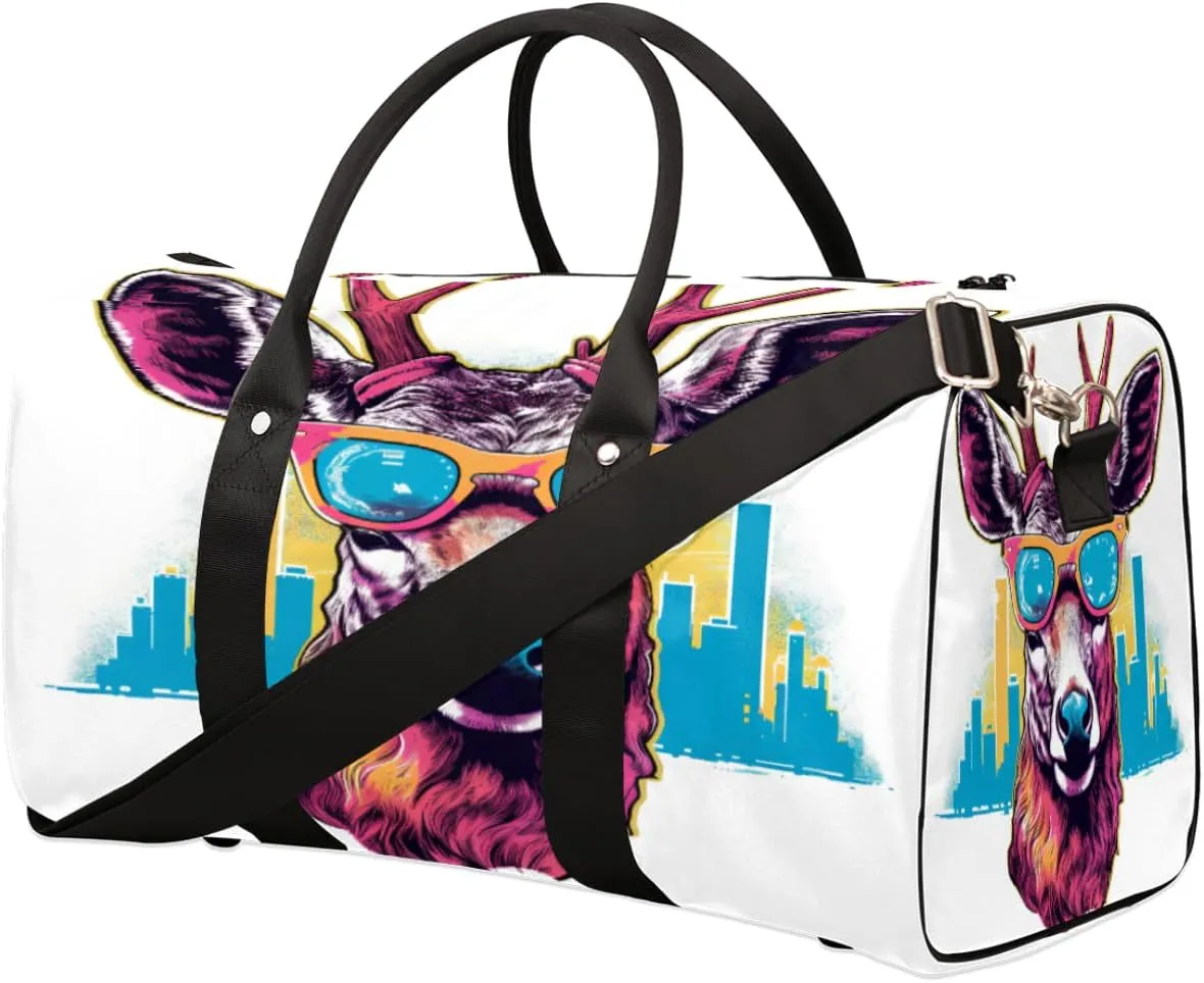 Travel Duffel Bag Miami Deer Waterproof Sport Gym Bag Foldable Travel Bag Overnight Bag Weekender Bag Handbag Sports Duffle Bags for Women Men Boys Girls