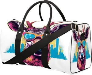 Travel Duffel Bag Miami Deer Waterproof Sport Gym Bag Foldable Travel Bag Overnight Bag Weekender Bag Handbag Sports Duffle Bags for Women Men Boys Girls