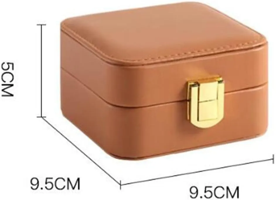 Travel Flip Jewelry Small Jewelry Box Double Layer Pu Leather with Jewelry Storage Box Ear Stud Ring Box(1)