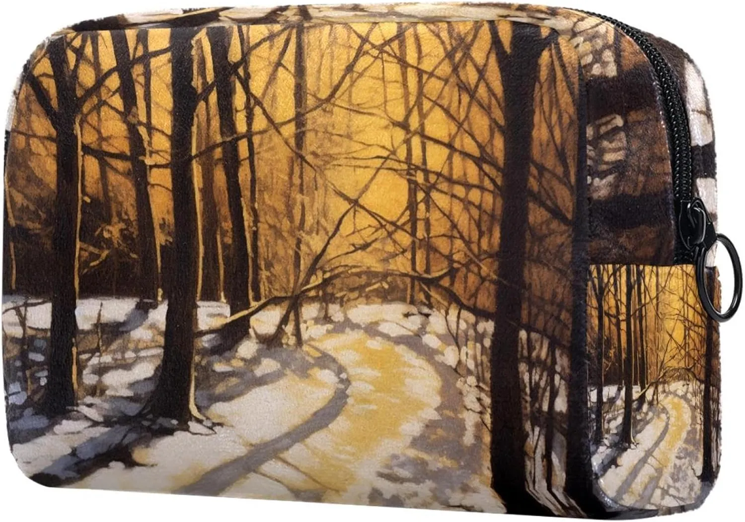 Travel Makeup Bag,Travel Toiletry Bag for Women,Winter Forest Tree Path,Cosmetic Travel Bag