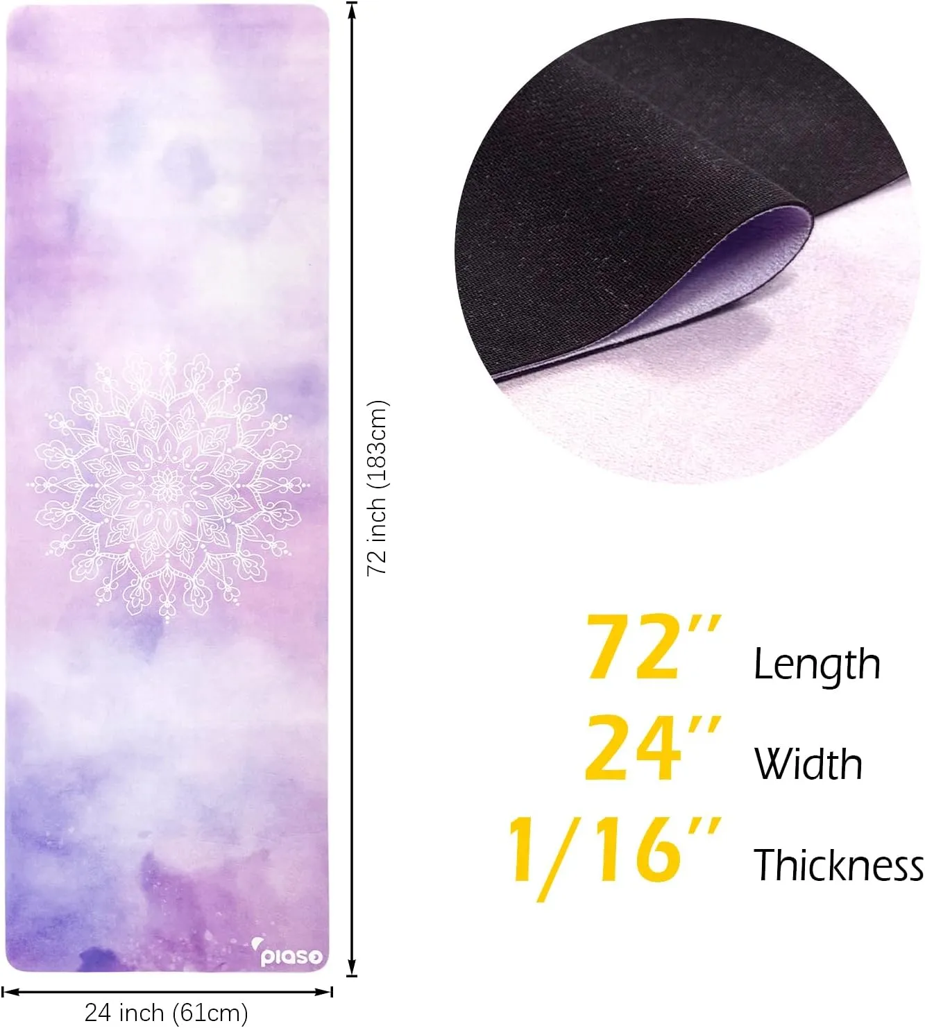 Travel Yoga Mat Non Slip, Pilates Fitness Mats, Eco Friendly 1.5mm Thick Yoga Mats for Women, Exercise Mats With Carry Bag