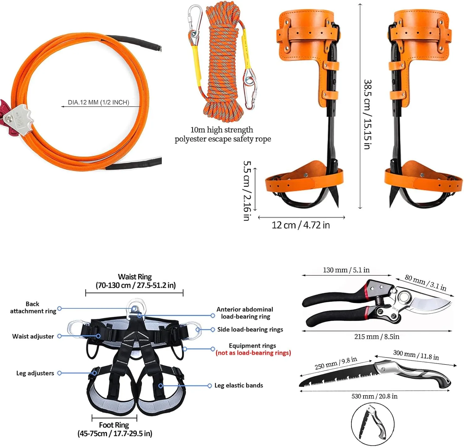 Tree Climbing Spikes,Tree Climbing Kit,Tree Climbing Gear,Suitable for Fruit Picking,Tree Climbing,Hunting