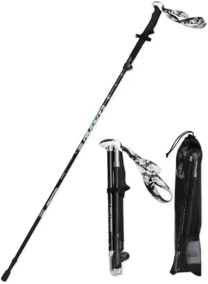 Trekking Poles - Collapsible Hiking Poles 2pc Pack, Strong Lightweight Walking Sticks Carbon Fiber, Adjustable Quick Lock for Hiking, Camping