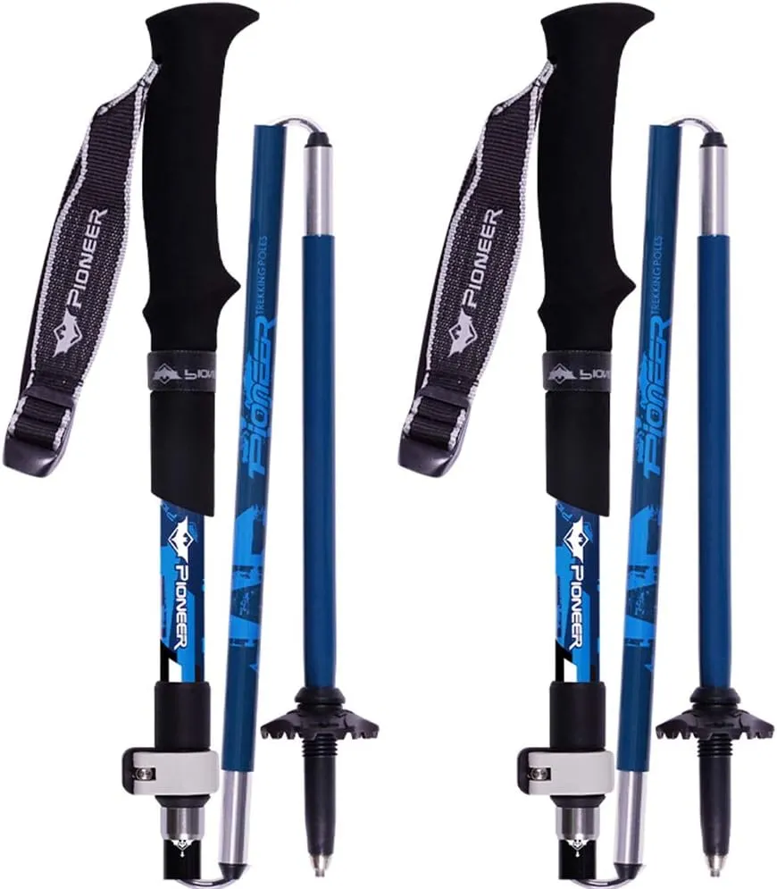 Trekking Poles Collapsible Nordic Hiking Pole Pair - Trek-Z EVA Foam Handle 2pc Ultralight Folding Walking Sticks, Lightweight Aluminum 7075 Foldable Treking Stick for Trail Senior