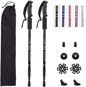 Trekking Poles, Hiking Sticks- Lightweight,Aluminum with Rubber Grip Collapsible Hiking Poles for Backpacking Gear - Pair of 2 Walking Sticks for Hiking, Pair of 4 Parts