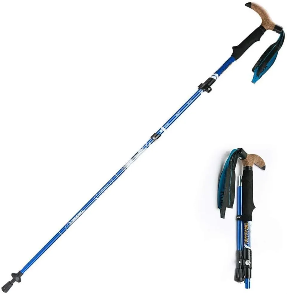 Trekking Poles Made of 7075 Aluminum - Folding, Collapsible Adjustable Ultralight for Hiking, Nordic Walking, Running with Quick Flip Lock System