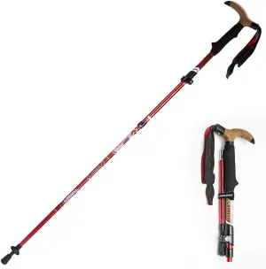 Trekking Poles Made of Aluminium - Folding, Collapsible Adjustable Ultralight for Nordic Walking Hiking Running with Quick Flip Lock System, Cork and T Handle EVA Grip