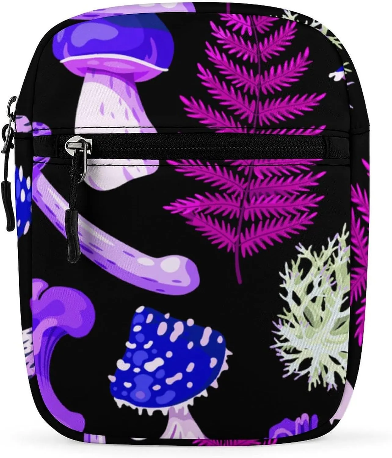 Trippy Purple Blue Mushrooms Crossbody Bag Small Shoulder Bag Waterproof, Lightweight And Convenient