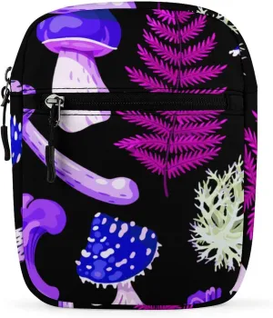 Trippy Purple Blue Mushrooms Crossbody Bag Small Shoulder Bag Waterproof, Lightweight And Convenient
