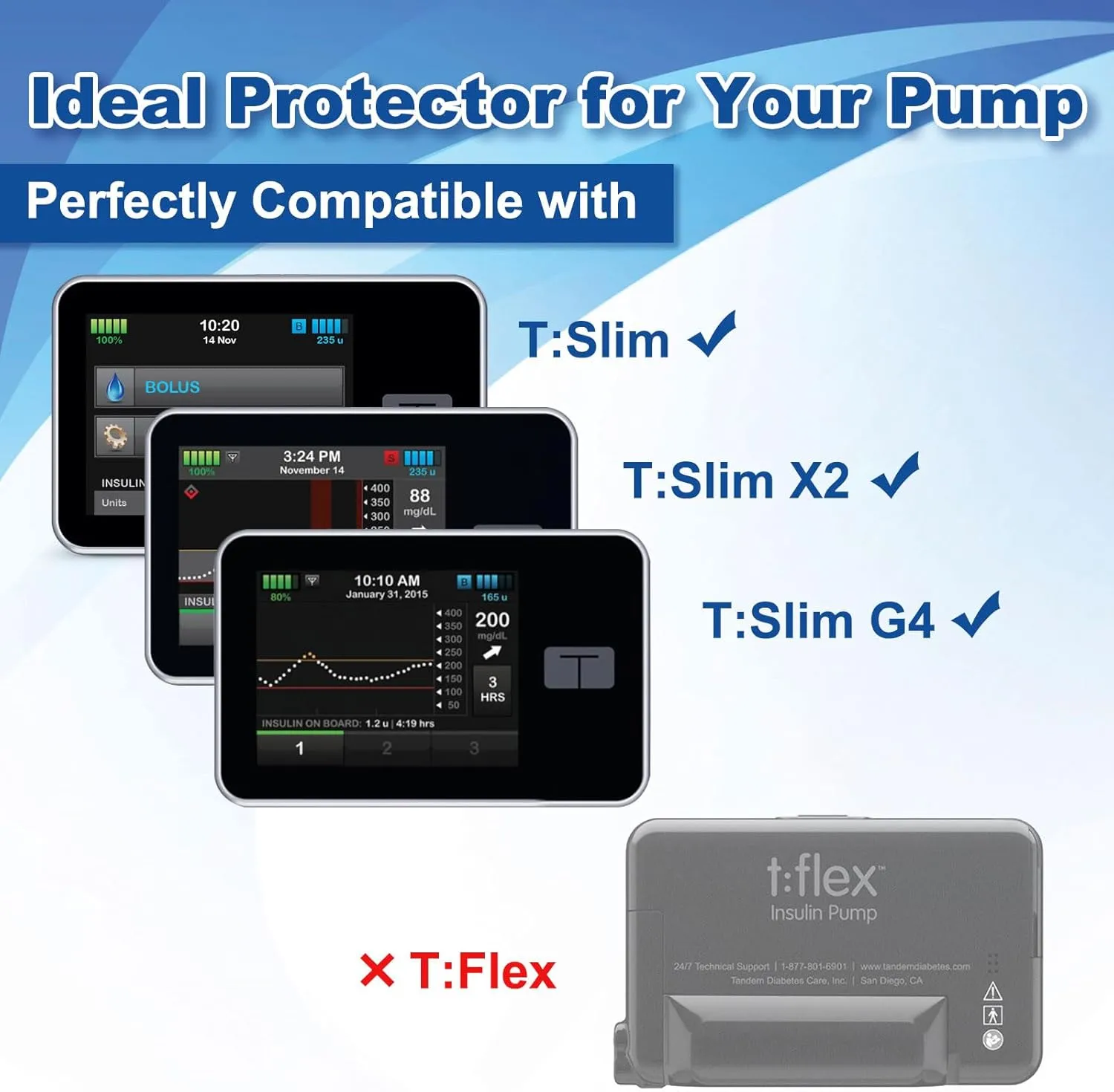 tSlim x2 Pump Case with Clip, Tandem Holster with 360° Rotating Clip, t:Slim X2 Pump Accessories for Diabetes Care, Sturdy Insulin Pump Case, Perfectly Compatible with t:Slim X2 & G3-Blue