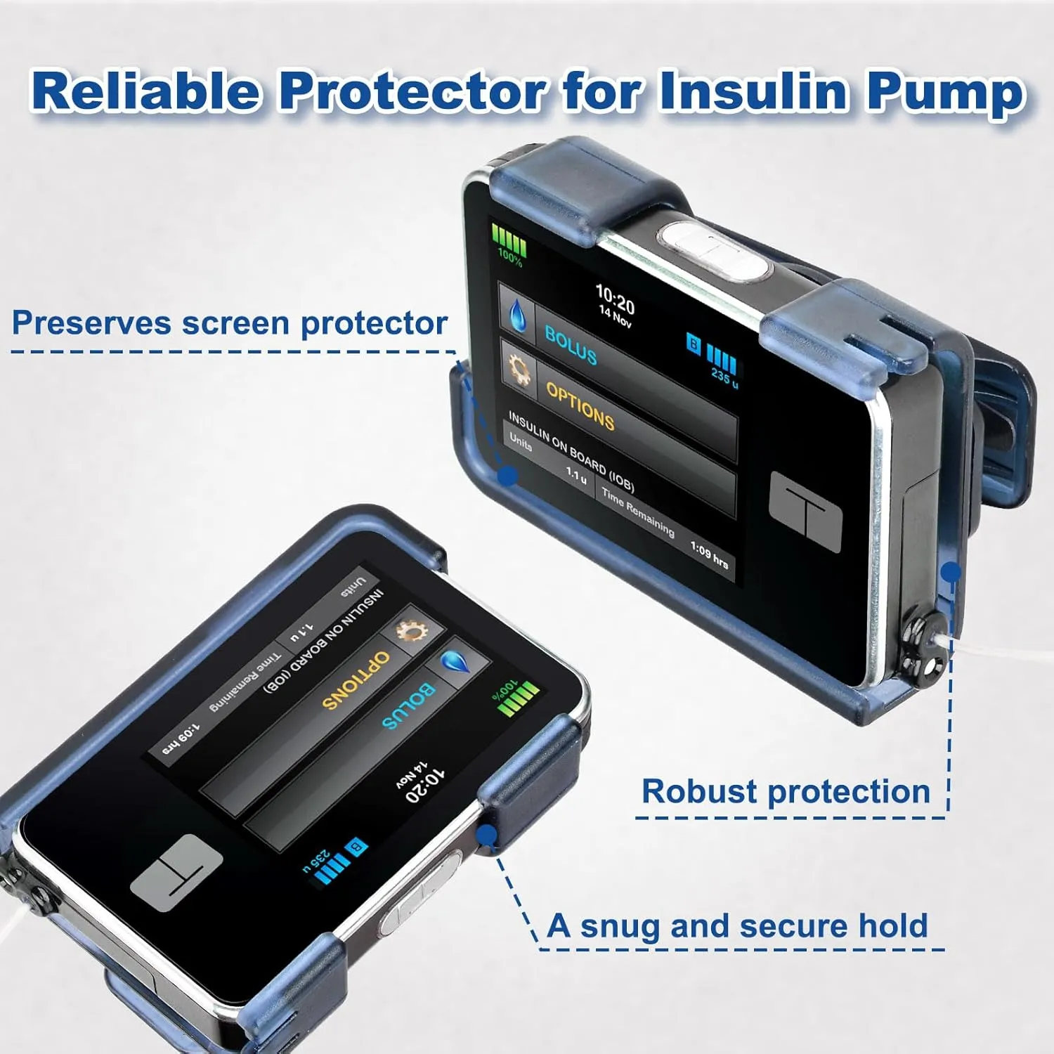 tSlim x2 Pump Case with Clip, Tandem Holster with 360° Rotating Clip, t:Slim X2 Pump Accessories for Diabetes Care, Sturdy Insulin Pump Case, Perfectly Compatible with t:Slim X2 & G3-Blue