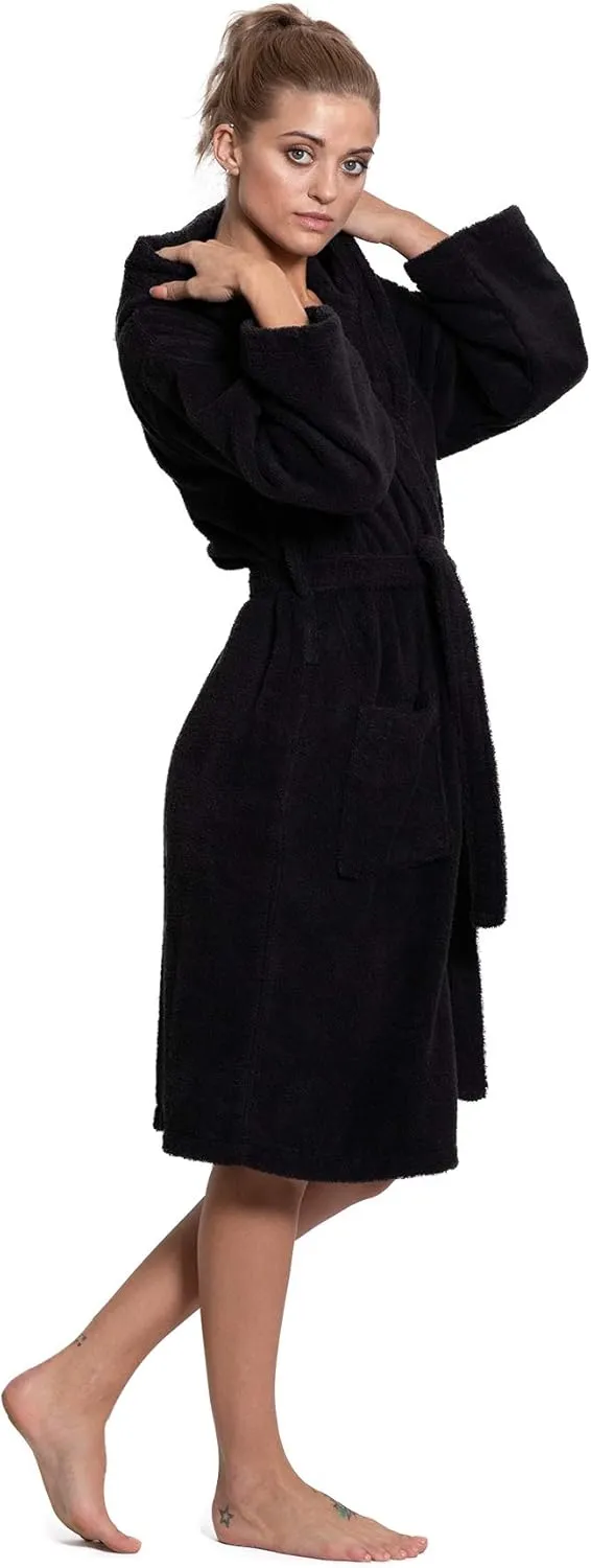 Turkuoise Women's Turkish Cotton Hooded Robe, Terry Hooded Bathrobe
