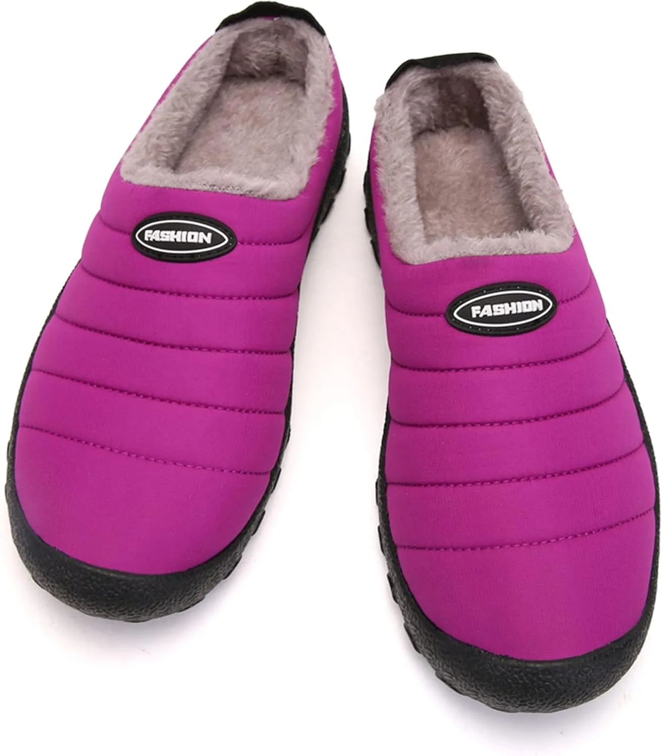 UBFEN Mens Womens Winter Warm Slippers with Fuzzy Plush Lining Slip on House Shoes Indoor Outdoor Anti-Skid Rubber Sole