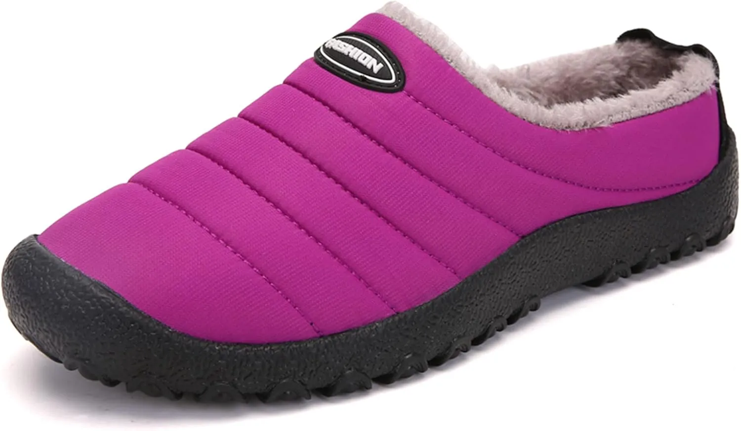 UBFEN Mens Womens Winter Warm Slippers with Fuzzy Plush Lining Slip on House Shoes Indoor Outdoor Anti-Skid Rubber Sole