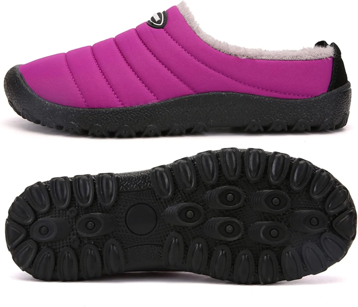 UBFEN Mens Womens Winter Warm Slippers with Fuzzy Plush Lining Slip on House Shoes Indoor Outdoor Anti-Skid Rubber Sole