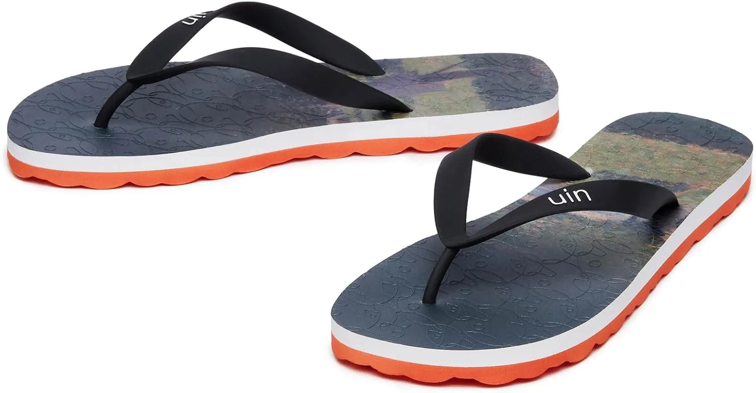 UIN Men's Flip Flops Thong Sandals Beach Summer Casual Art Painted Travel Comfort Slippers Blanes