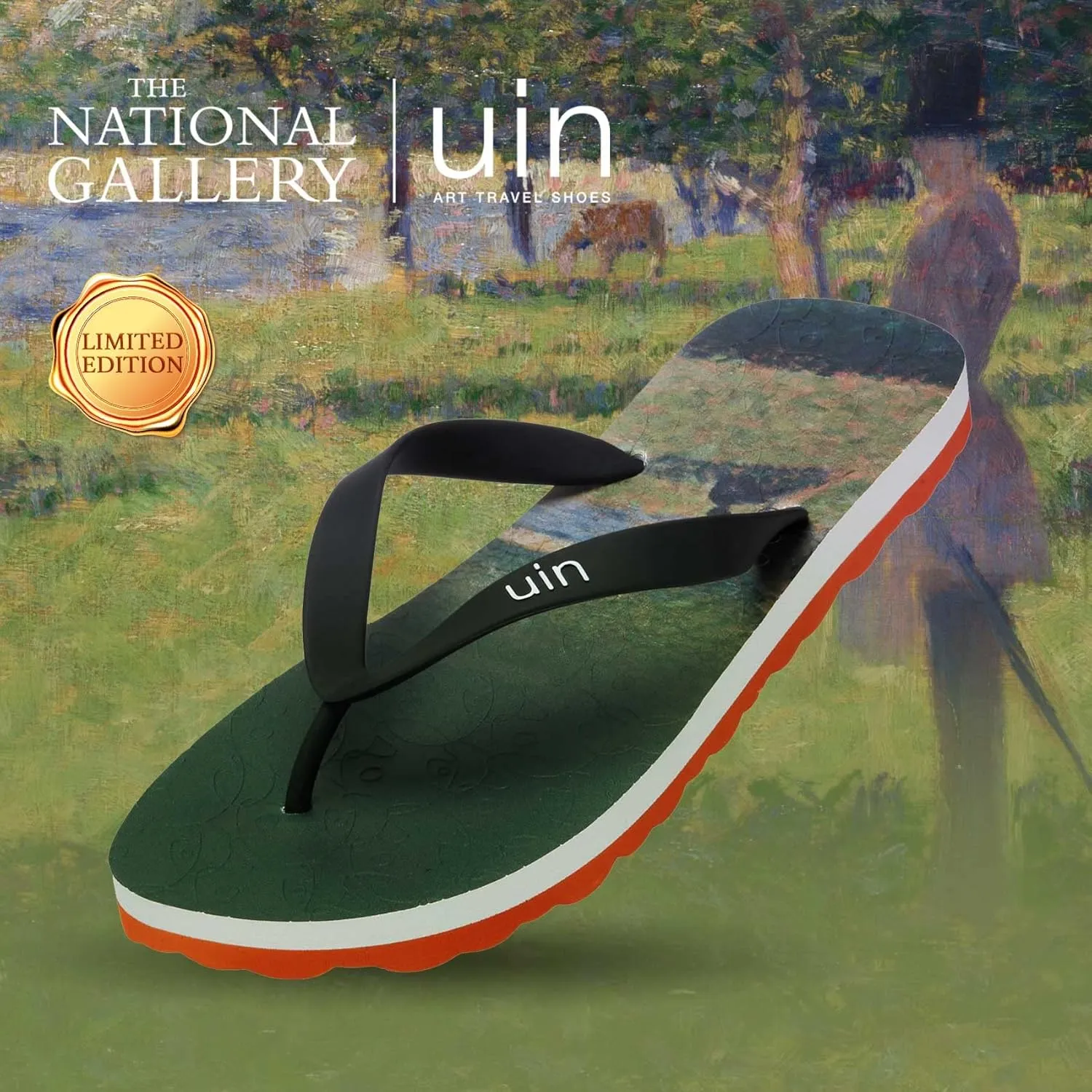 UIN Men's Flip Flops Thong Sandals Beach Summer Casual Art Painted Travel Comfort Slippers Blanes