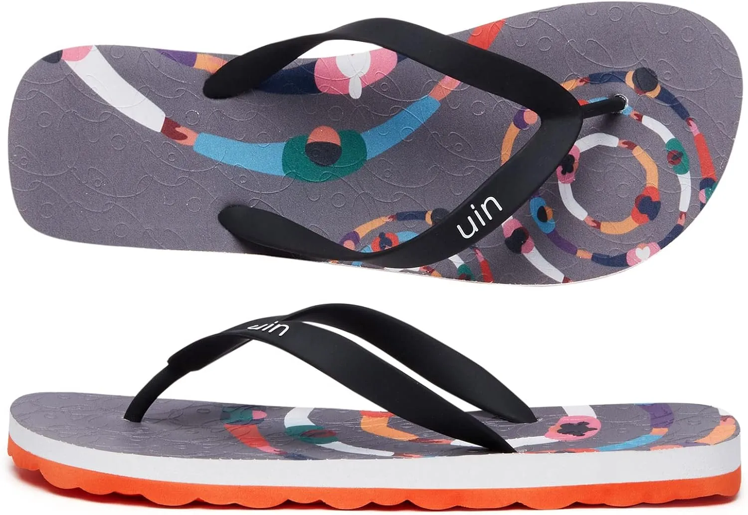 UIN Men's Flip Flops Thong Sandals Beach Summer Casual Art Painted Travel Comfort Slippers Blanes