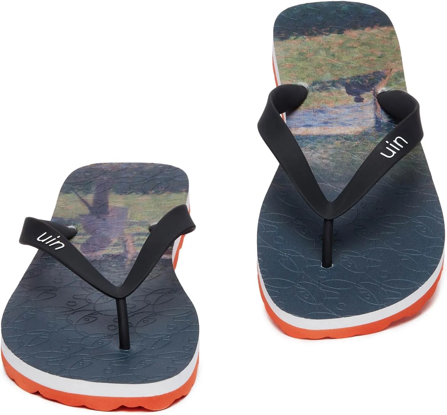 UIN Men's Flip Flops Thong Sandals Beach Summer Casual Art Painted Travel Comfort Slippers Blanes