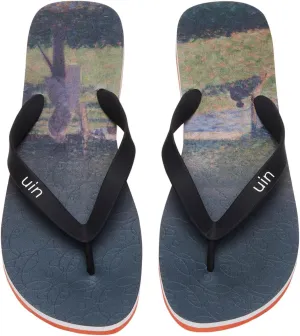 UIN Men's Flip Flops Thong Sandals Beach Summer Casual Art Painted Travel Comfort Slippers Blanes