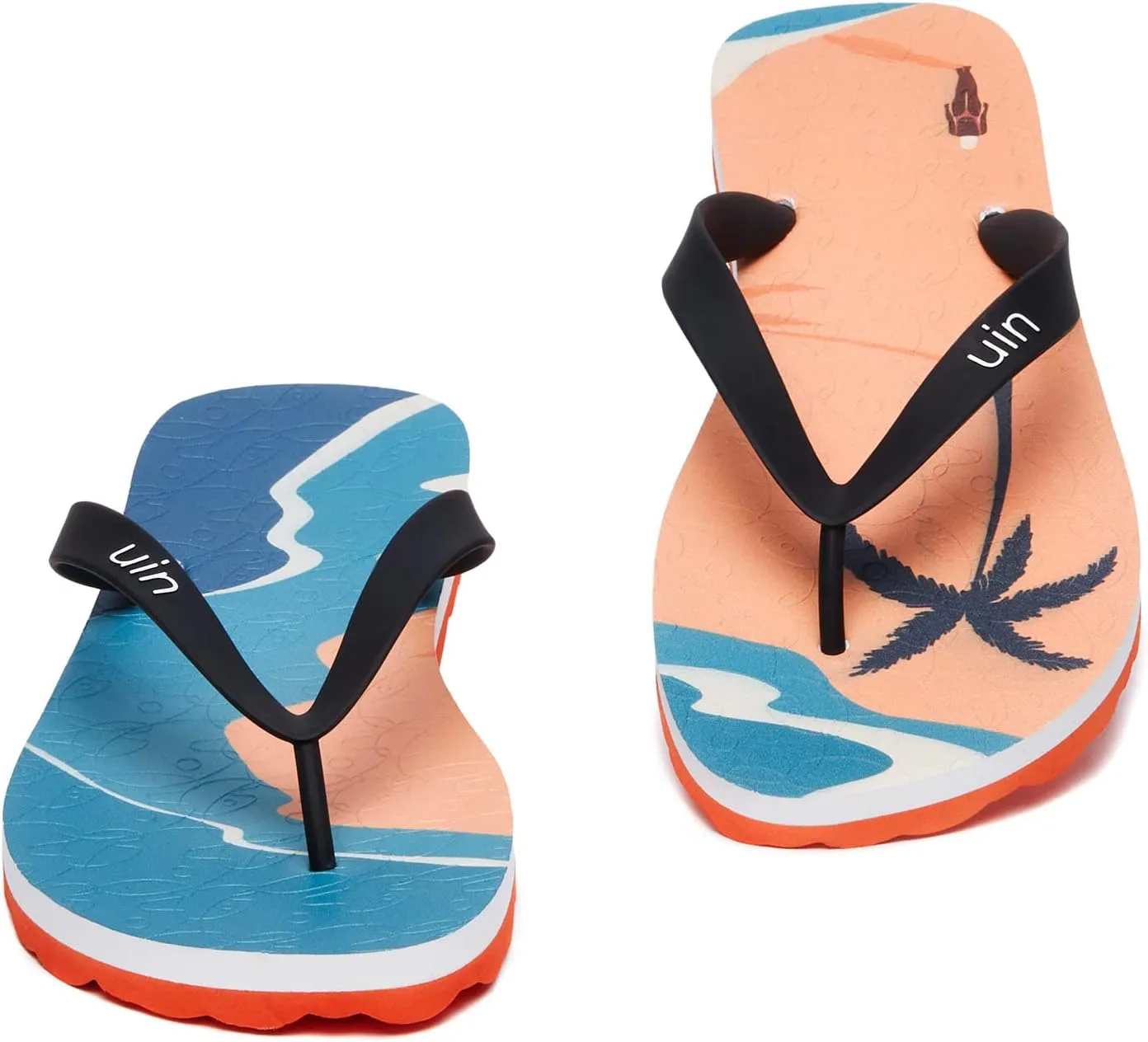 UIN Men's Flip Flops Thong Sandals Beach Summer Casual Art Painted Travel Comfort Slippers Blanes