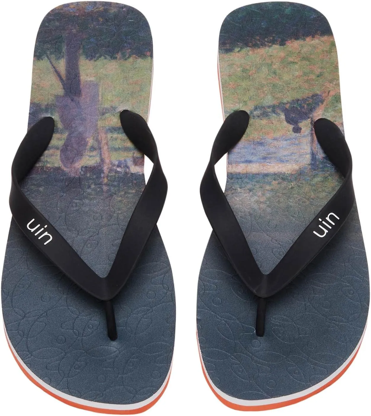 UIN Men's Flip Flops Thong Sandals Beach Summer Casual Art Painted Travel Comfort Slippers Blanes