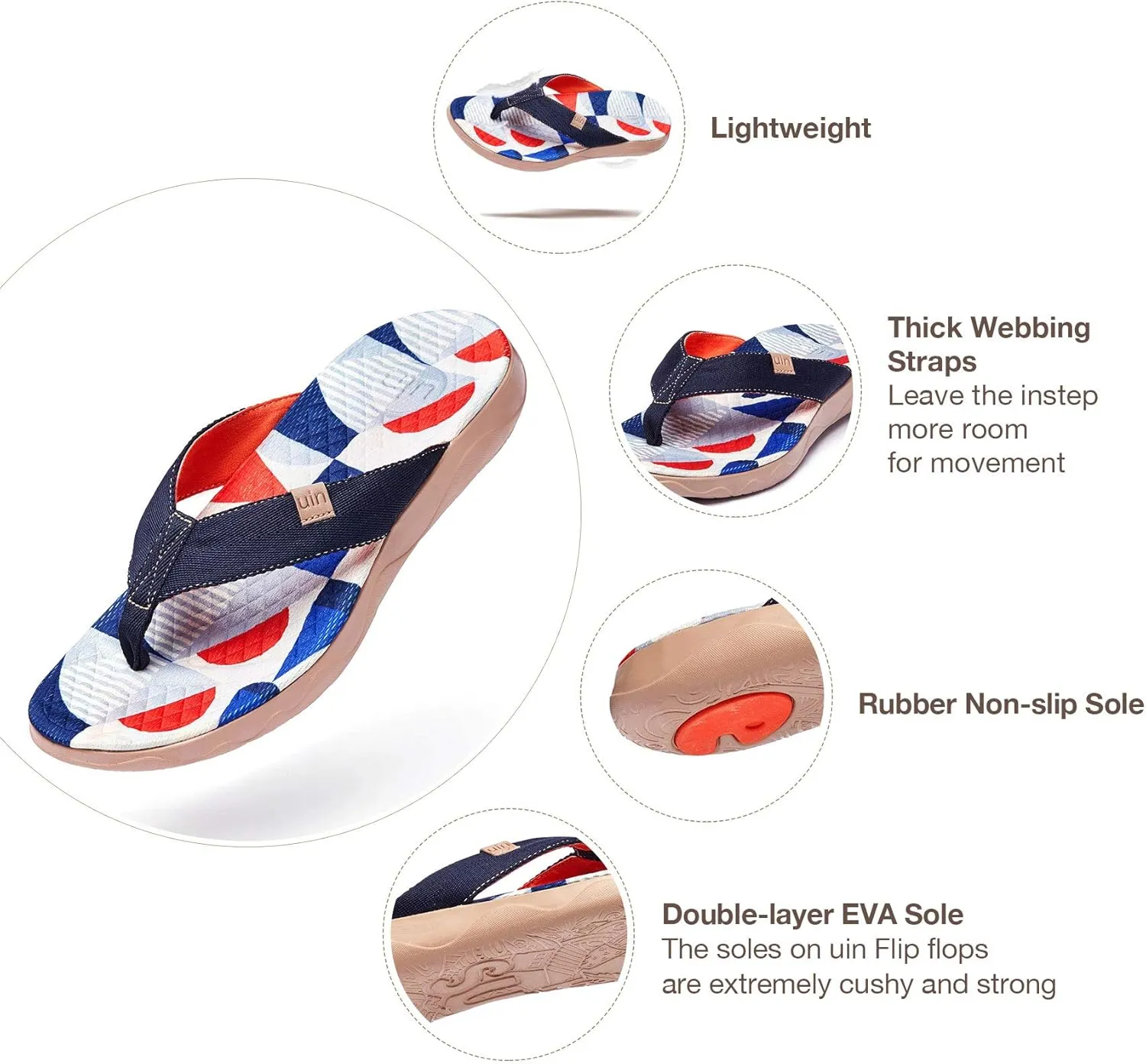 UIN Men's Flip Flops Thong Sandals Beach Summer Casual Art Painted Travel Comfort Slippers