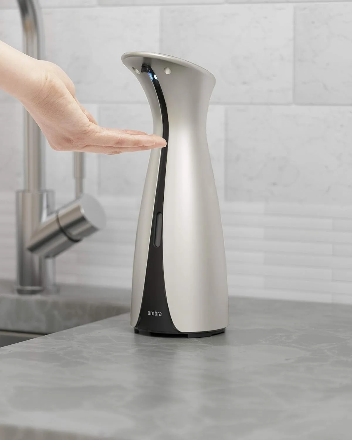 Umbra Otto Automatic Soap Dispenser Touchless, Hands Free Pump for Kitchen or Bathroom, 8.5 OZ, Nickel