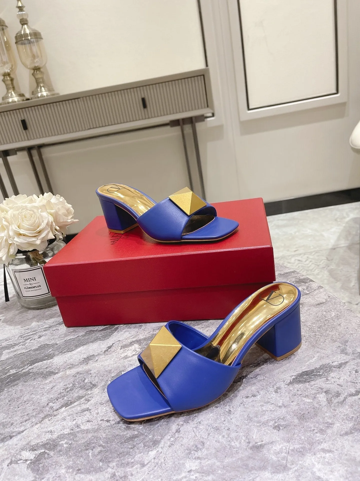 Valentino 25 Mid Heel Mules Calfskin