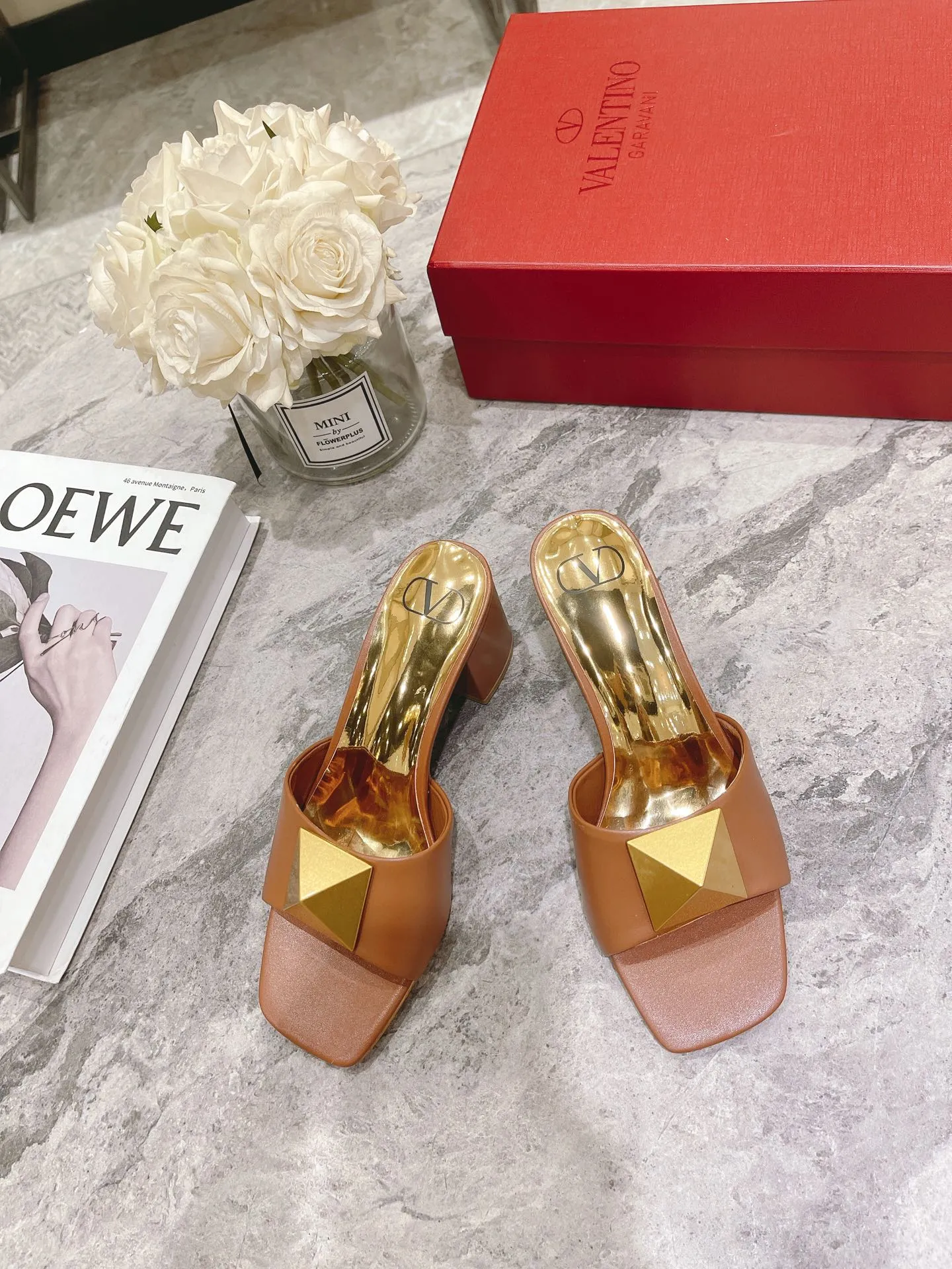 Valentino 25 Mid Heel Mules Calfskin