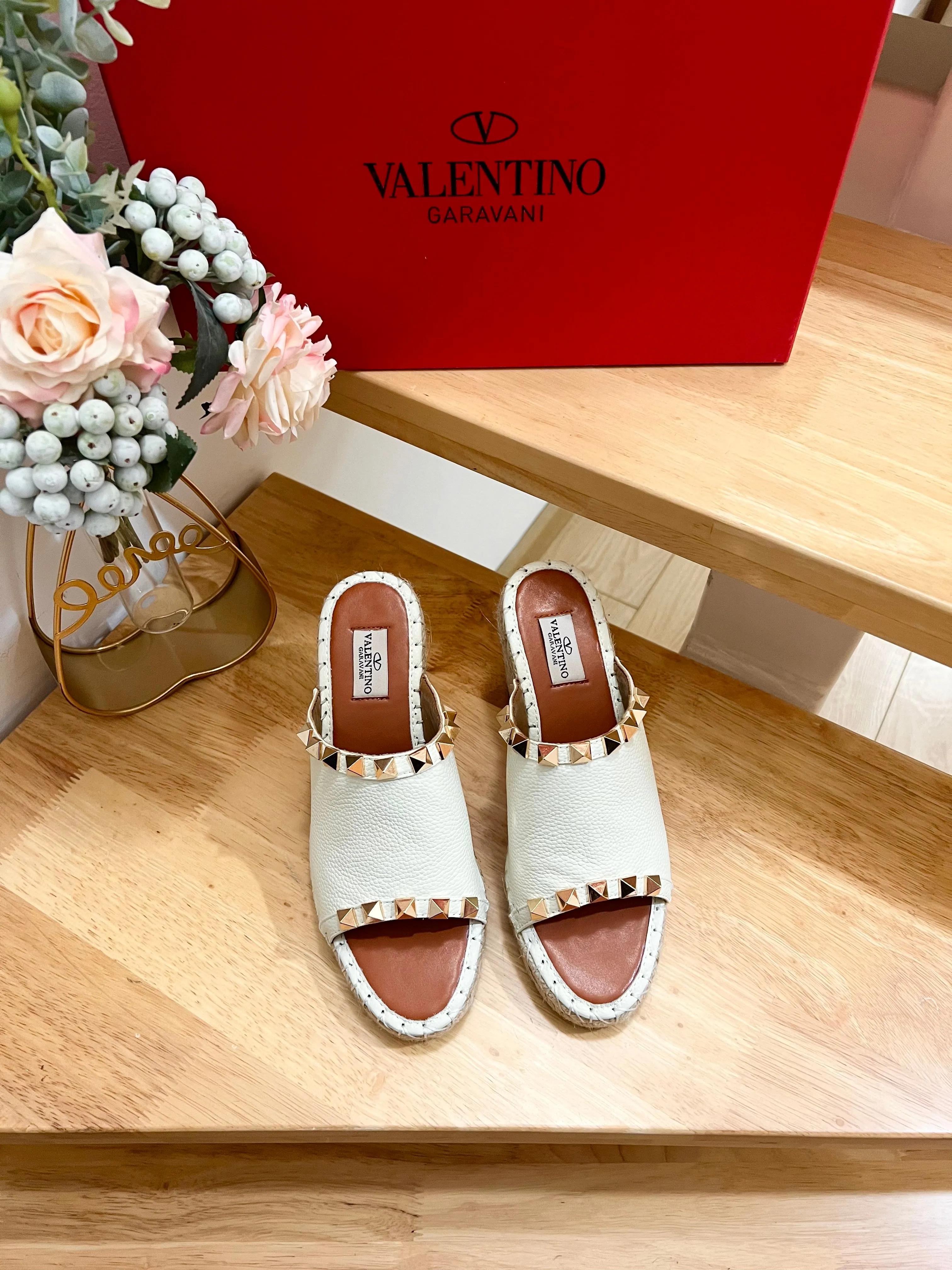 Valentino Mule Wedge White  Leather 240594