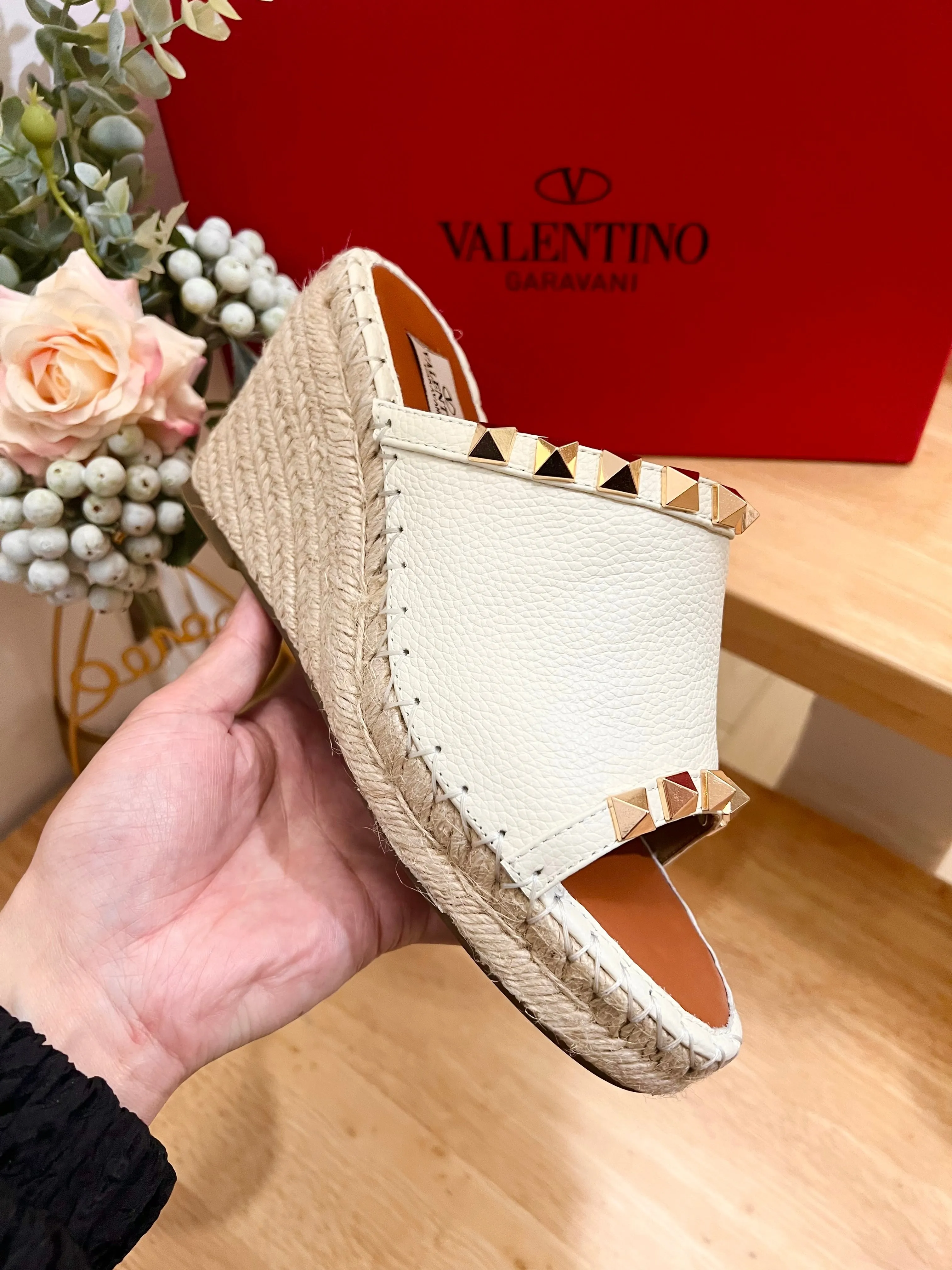 Valentino Mule Wedge White  Leather 240594