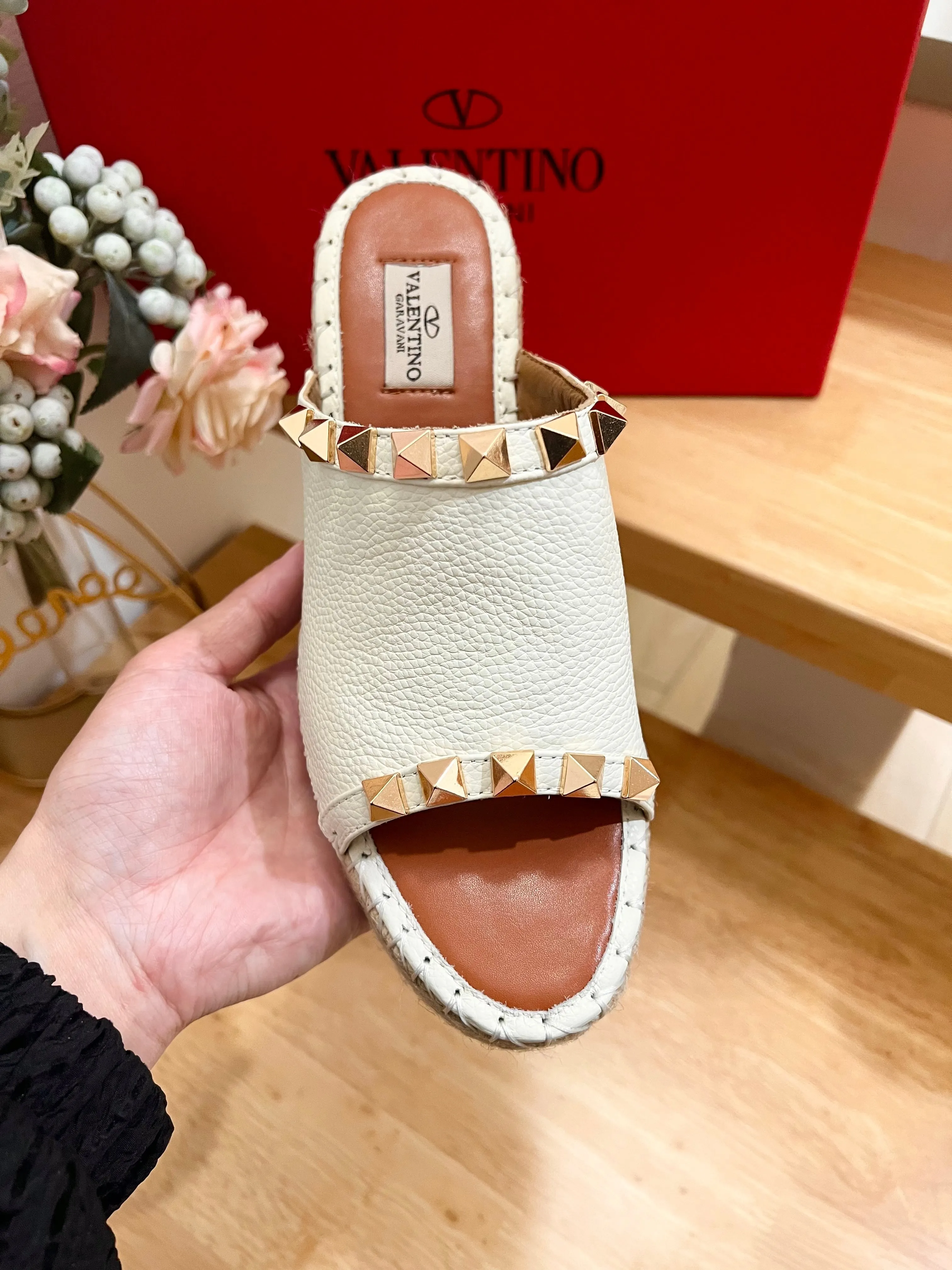 Valentino Mule Wedge White  Leather 240594