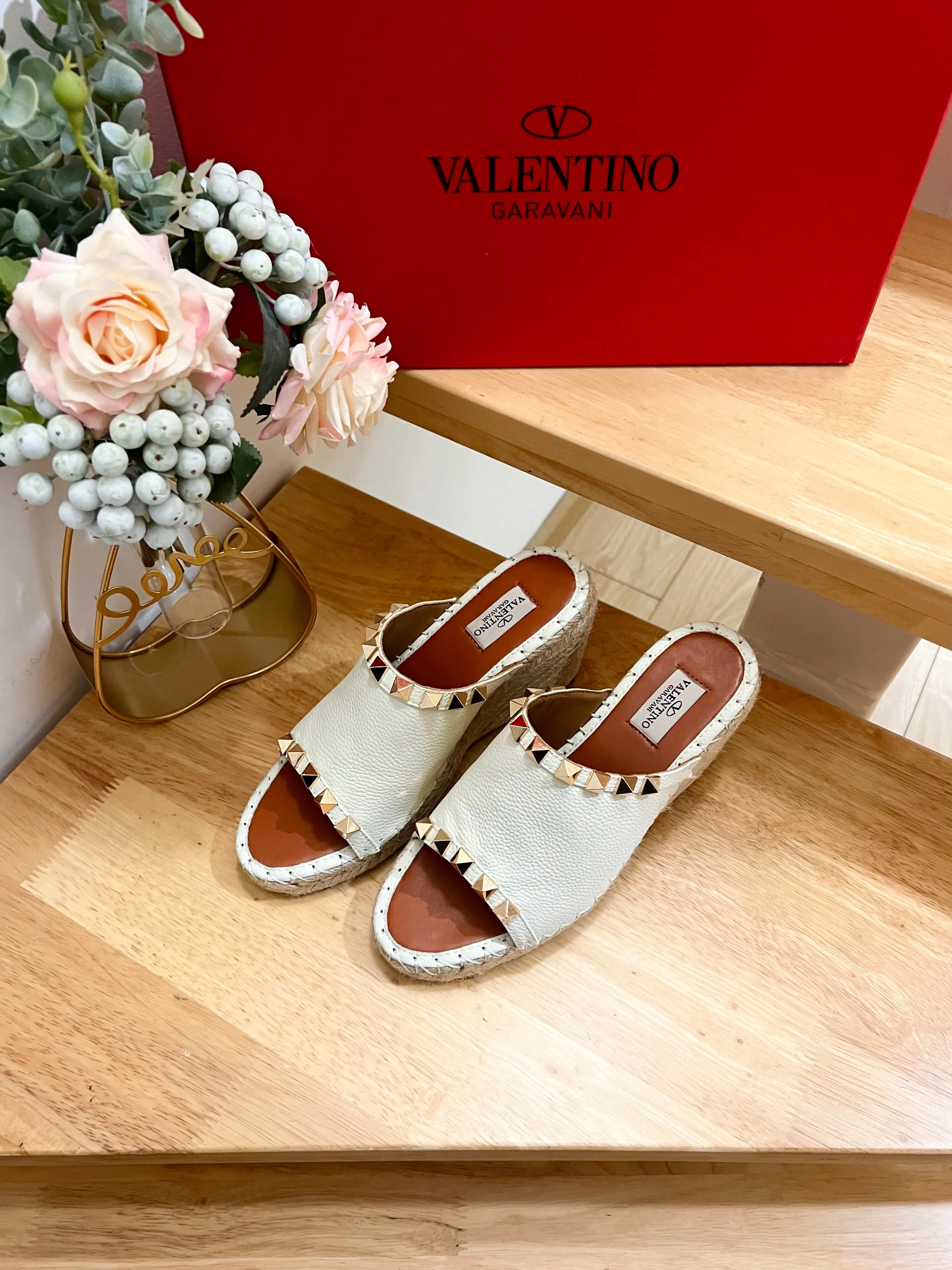 Valentino Mule Wedge White  Leather 240594