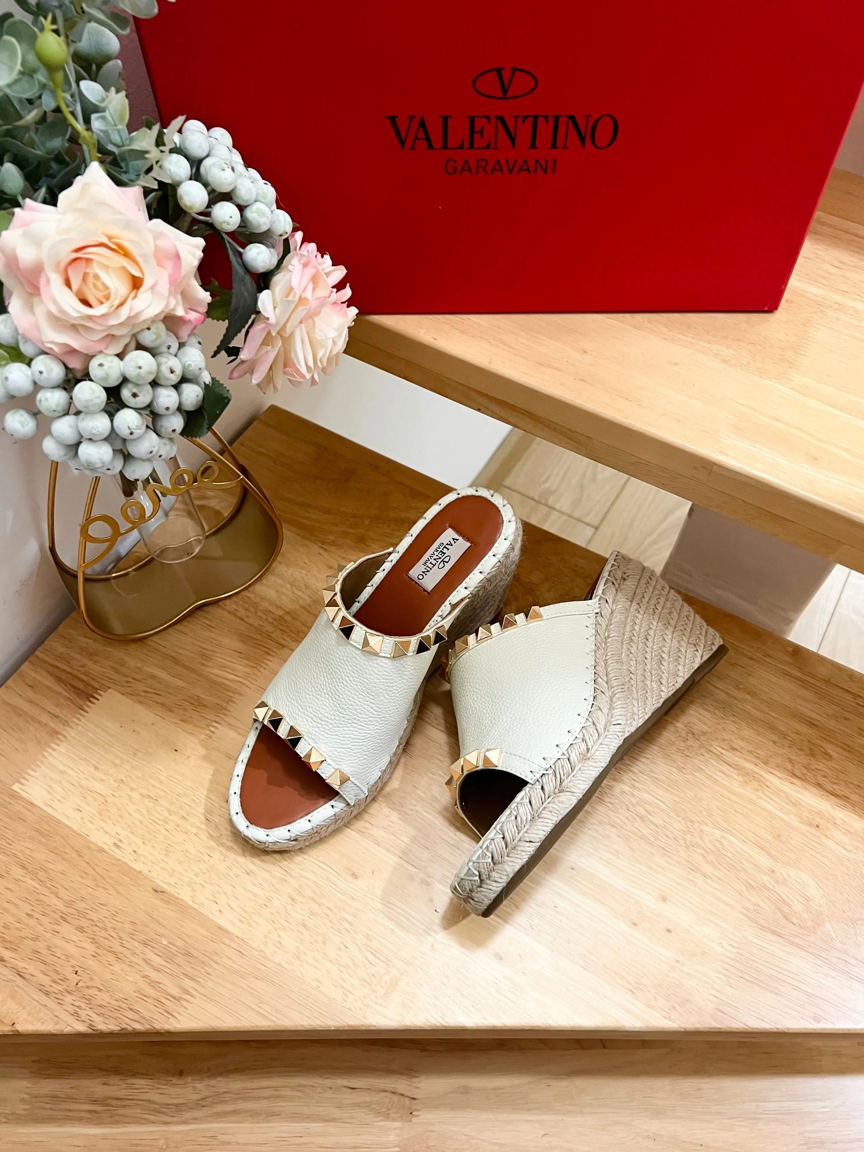 Valentino Mule Wedge White  Leather 240594