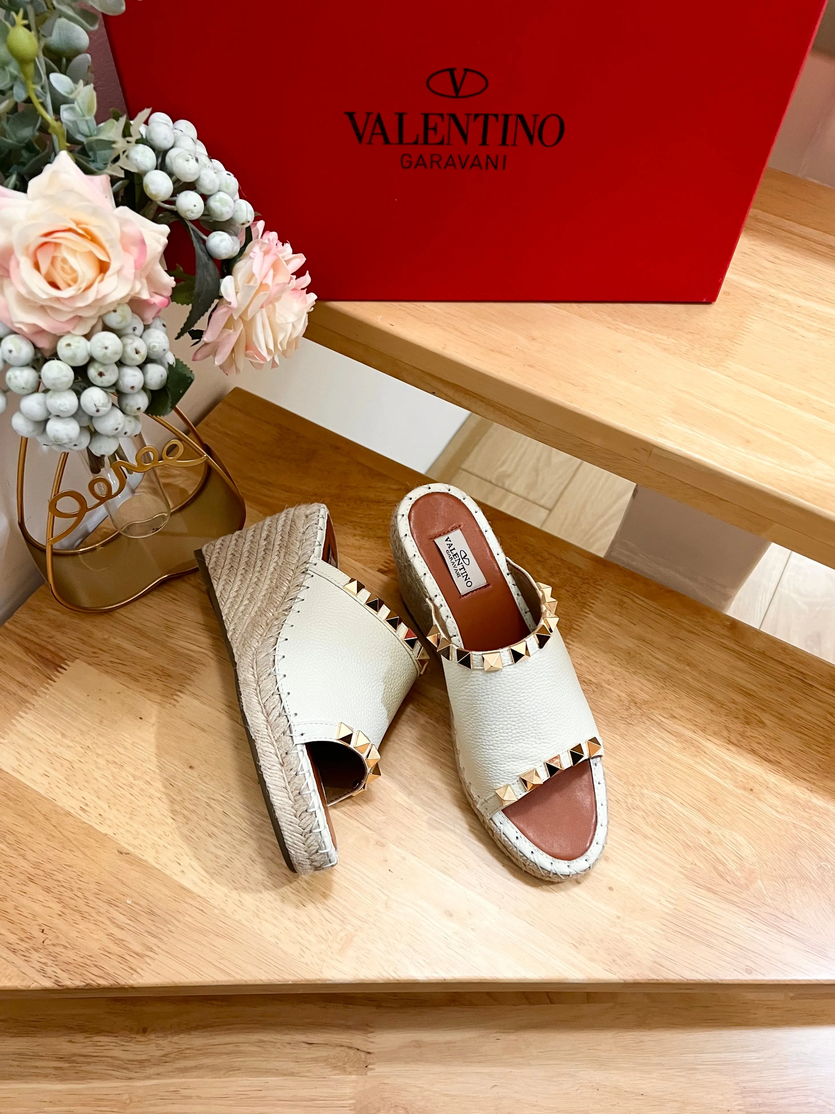 Valentino Mule Wedge White  Leather 240594