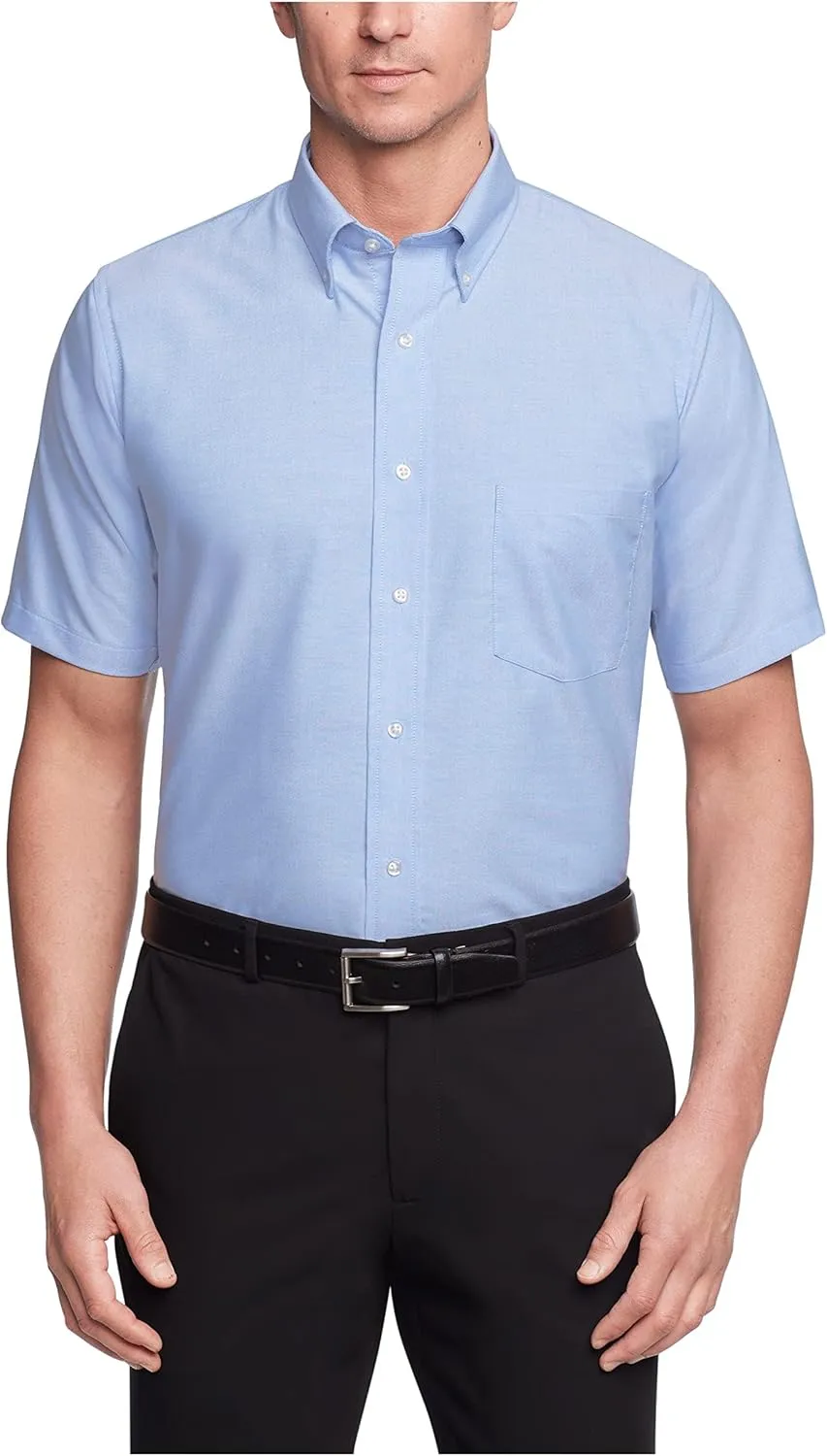 Van Heusen Men's Dress Shirts Short Sleeve Oxford Solid